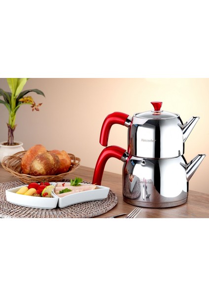 Armada Aile Boy Çelik Çaydanlık - Cam Kapaklı