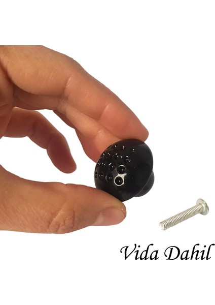 8 Adet Siyah Noktalı Mantar Düğme Kulp Mobilya Çekmece Dolap Kapak Kulbu Metal Kulp Aksesuarları Vidalı