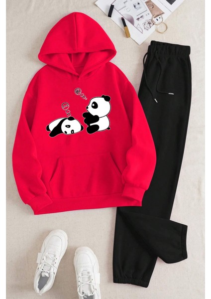 Only Trendwear Unisex Uykucu Panda Baskılı Rahat Eşofman Takımı