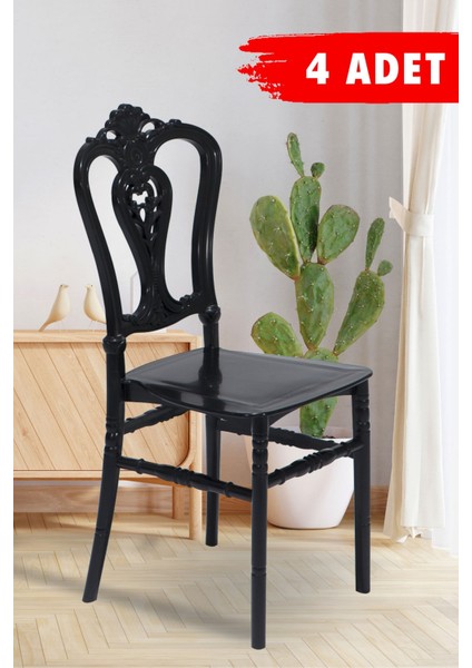 4 Adet Carisma Siyah Sandalye / Balkon-Bahçe-Mutfak