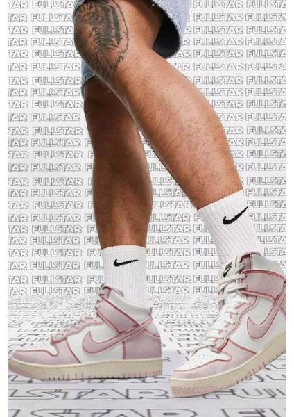 Dunk High 1985 Rose Denim And Leather Sneaker Hakiki Deri Bilekli Unisex Ayakkabı Beyaz