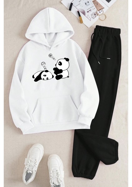 Only Trendwear Unisex Uykucu Panda Baskılı Rahat Eşofman Takımı