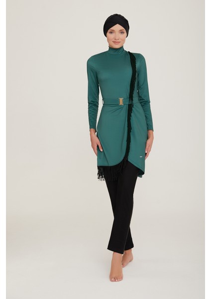 Likralı Tam Kapalı Tesettür Mayo Charlıe 4443 Haki Remsa Mayo