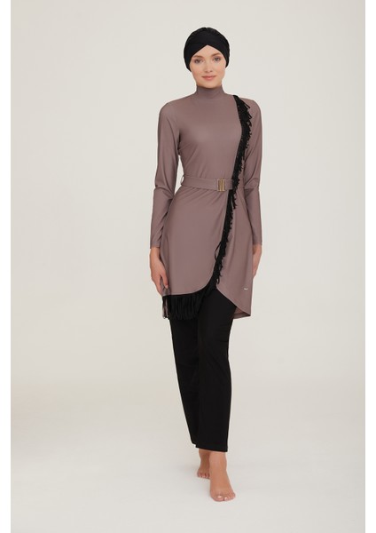 Likralı Tam Kapalı Tesettür Mayo Charlıe 4443 Vizon Remsa Mayo fiyatları