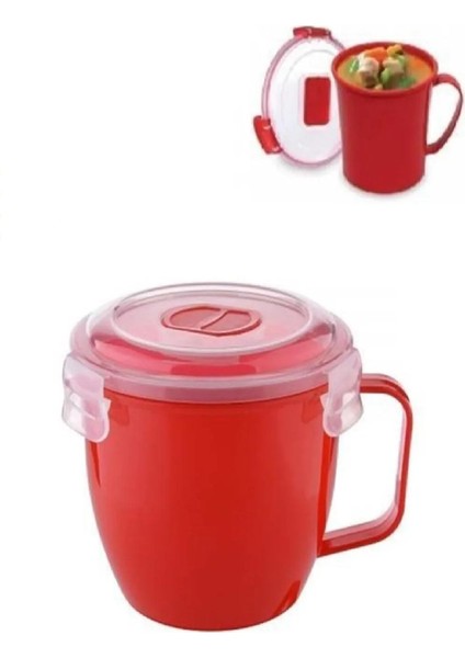 Vakumlu Mikrodalga Bardağı - 620 ml Çorba Çay Içecek Isıtma Kupası Plastik