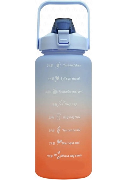 Turuncu Lüks Matara Suluk - Sızdırmaz Koku Yapmaz Pipetli Sporcu Motivasyon Suluk Matara