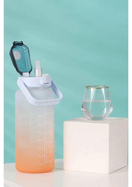 Turuncu Lüks Matara Suluk - Sızdırmaz Koku Yapmaz Pipetli Sporcu Motivasyon Suluk Matara fırsatları