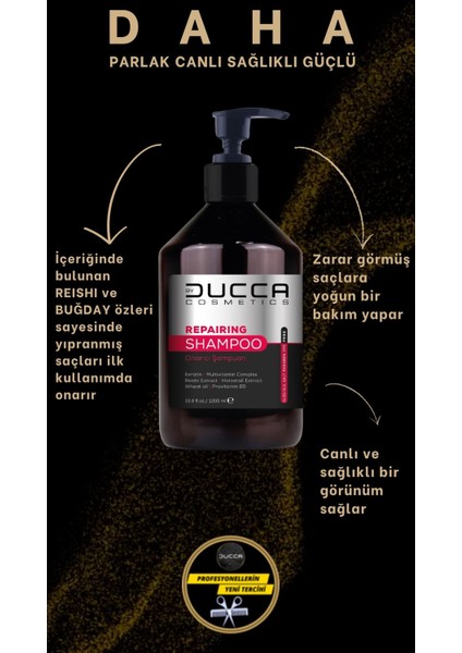 Ducca Repairing Shampoo 1000 ML (Onarıcı Şampuan - Tuzsuz, Keratin İçerikli)