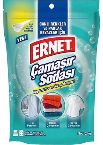 Çamaşır Sodası 2 kg Konsantre Formül 100 Yıkama Beyaz ve Renkli Çamaşırlar için