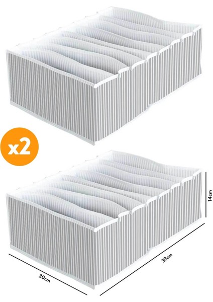 2 Adet - 8 Gözlü Çekmece Içi Akordiyon Organizer - Xlarge 30 x 39 x 14