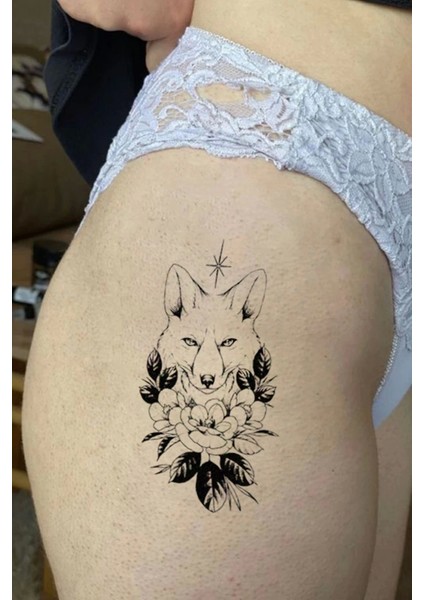 Kurt Geyik ve Çiçek Geçici Dövme Tattoo