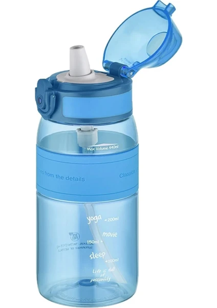 440ML Mini Boy Silikon Gövde Pipetli (Isırılmaz) Tritan Su Matarası