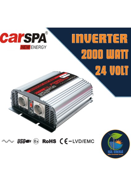 / Carspa - Modifiye Sinus Inverter - 2000 Watt 24 Volt - 2 Kw 24v