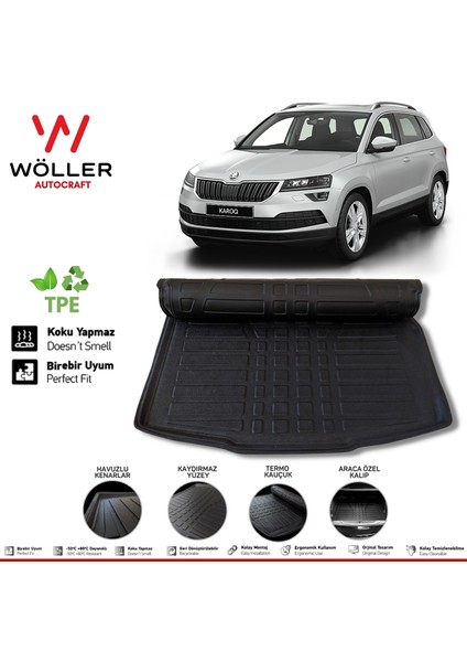 Skoda Karoq Bagaj Havuzu 2018 Sonrası 3D Wöller Ultraflex Esnek