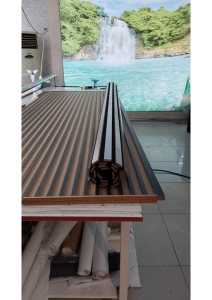 50X50CM Yalıtım Akustik Duvar Paneli 3mm Keçe ve 8mm Mdflam Salon Ofis Duvar Çıtası 2689 Lambiri