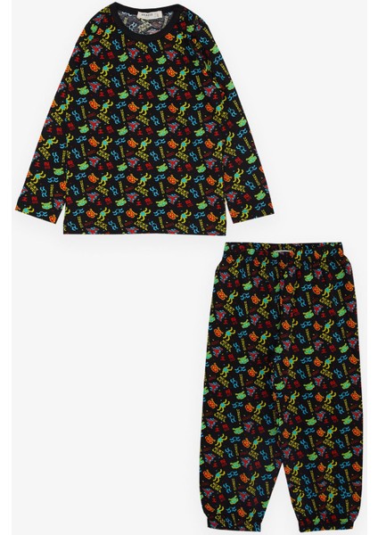 Erkek Çocuk Pijama Takımı Oyun Temalı 1-3 Yaş, Siyah