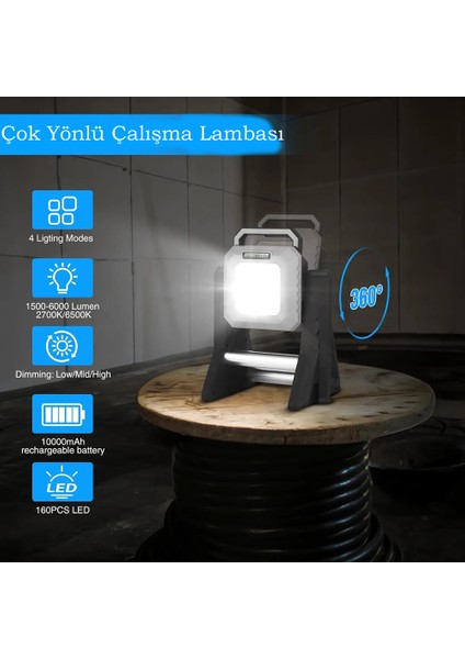 Br S9000 Profesyonel Çok Yönlü Ayarlanabilir Şarjlı LED Lamba