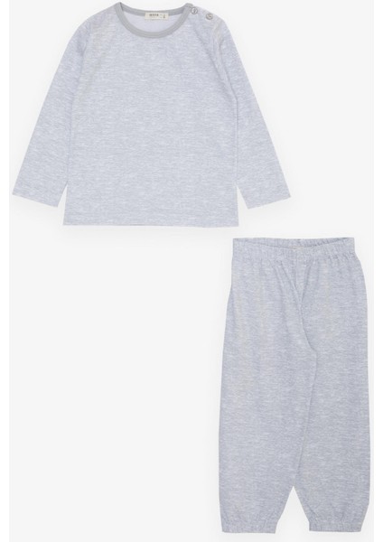 Erkek Çocuk Pijama Takımı Basic 1-3 Yaş, Açık Gri Melanj