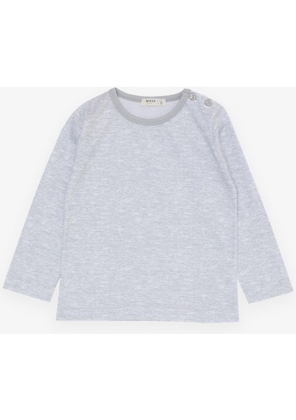 Erkek Çocuk Pijama Takımı Basic 1-3 Yaş, Açık Gri Melanj