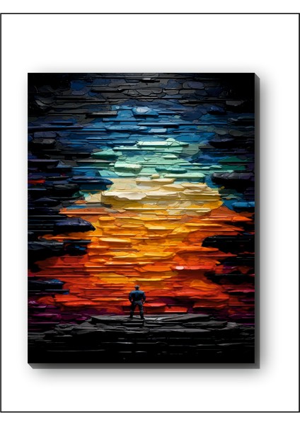 Sunset And Human Kanvas Tablo Dekoratif Modern Soyut Minimalist Illüstrasyon modelleri