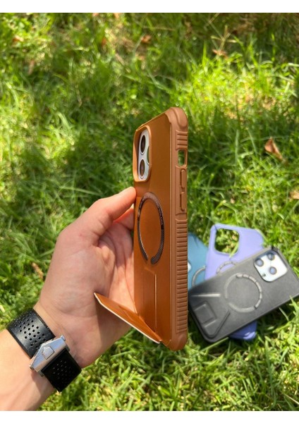 Iphone 14 Magsafe Leather Stantlı Telefon Kılıfı