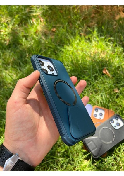 Iphone 14 Pro Magsafe Leather Stantlı Telefon Kılıfı