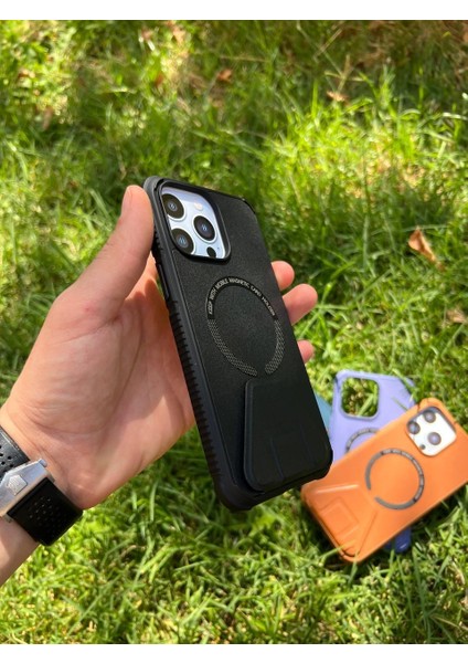 Iphone 14 Pro Max Magsafe Leather Stantlı Telefon Kılıfı