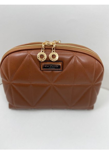 Kahverengi Kadın Yumuşak Deri Kapitone Gold Çift Fermuarlı Spor Şık Çapraz Kadın Omuz Çantası fırsatları