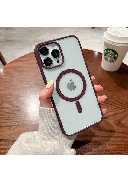 Iphone 14 Pro Max Magsafe Uyumlu Mat Çerçeveli Telefon Kılıfı