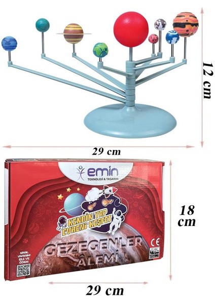 Güneş Sistemi Modeli 1 Paket Gezegen Sistemi Boya Fırça Eğitici Maket Deney Seti Plastik Gezegenler Alemi