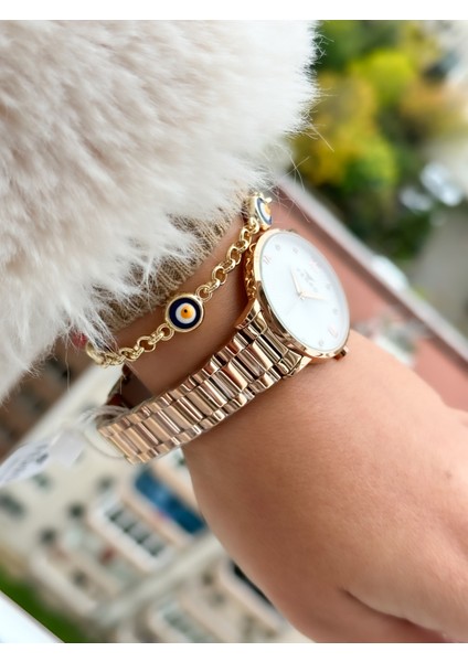 Marka Yeni Sezon Rose Renk, Çelik Kordon, Kutusunda Sade Model Kadın Kol Saati+Bileklik indirimleri