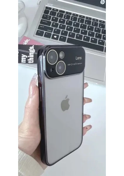 Bilişim Aksesuar Apple iPhone 14 Kamera Korumalı Çerçeveli Lensli Renkli Arkası Şeffaf Silikon Frame Telefon Kılıfı