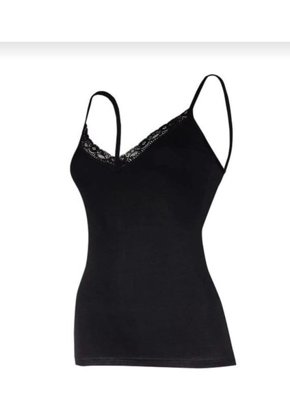 2226 Kadın Ip Askılı Modal V Yaka Dantelli Atlet 3 Adet