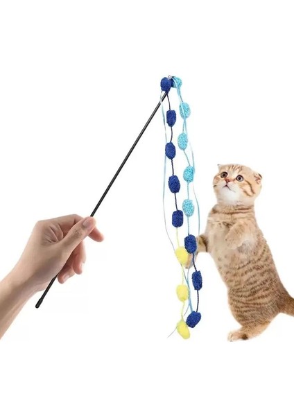 Eğlenceli Evcil Hayvan Oyuncağı Olta Kedi Oyuncağı 50 cm Sopa Kaliteli Çıngıraklı