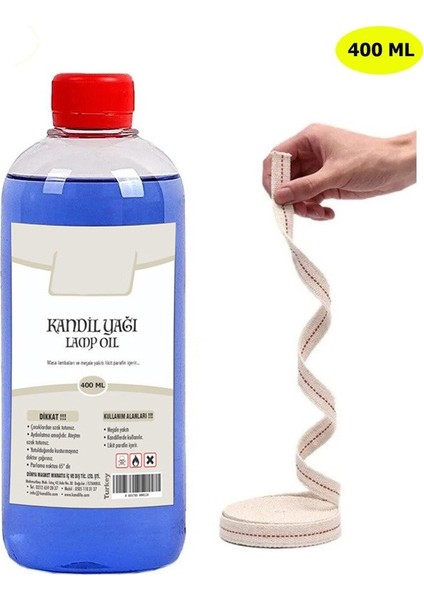 Dünya Magnet Mavi Kandil Yağı Iç Mekan 400 ml + 50CM Fitil