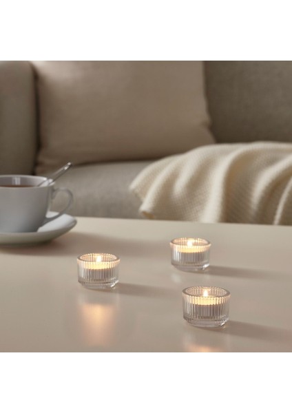 Fınsmak Tealight Mumluk, Saydam Cam 3 Adet