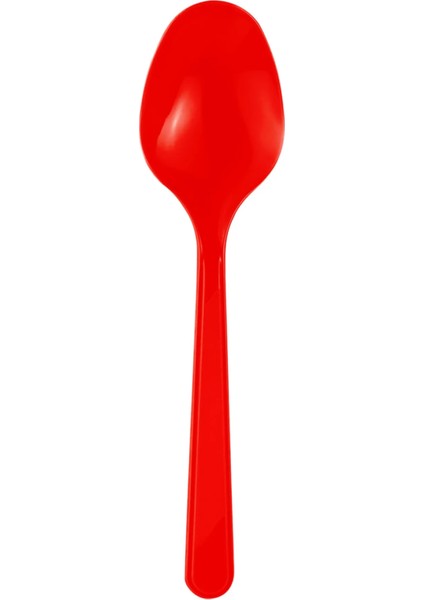 Plastik Kaşık Kırmızı Kaşık 25 Adet Kullan At Kaşık