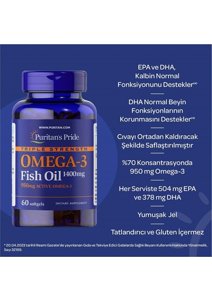 Omega 3 1400 mg 60 Kapsül