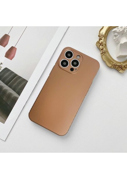 Apple iPhone 12 Pro Max Metalic Renk Kamera Korumalı Silikon Kılıf