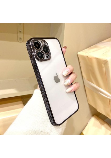 Apple iPhone 13 Pro Max Plating Kreatif Desenli Silikon Telefon Kılıfı