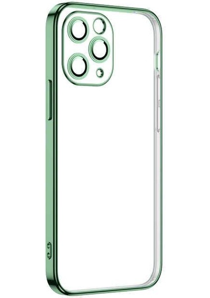 Aplle iPhone 11 Kamera Lens Korumalı Plating Kare Çerçeve Telefon Kılıfı Yeşil