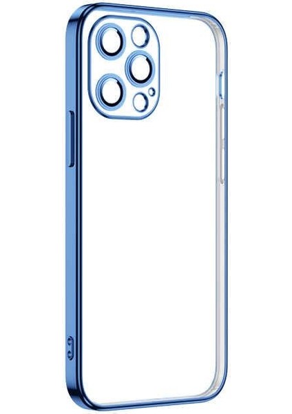 Aplle iPhone 11 Kamera Lens Korumalı Plating Kare Çerçeve Telefon Kılıfı Lacivert