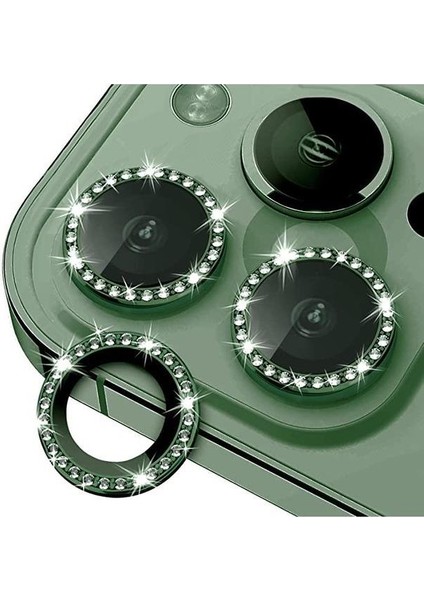 Iphone 12 Pro Max Taşlı Kamera Lens Koruyucu Çerçeveli Koruyucu