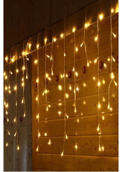 SSDESIGN 4 Metre Fişli 16 Saçaklı 8 Fonksiyonlu Eklenebilir LED Sarkıt Yılbaşı Ip Perde LED