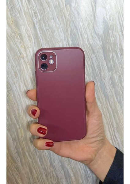 Aplle iPhone 7-8 Plus Parlak Cam Kamera Korumalı Telefon Kılıfı Kırmızı