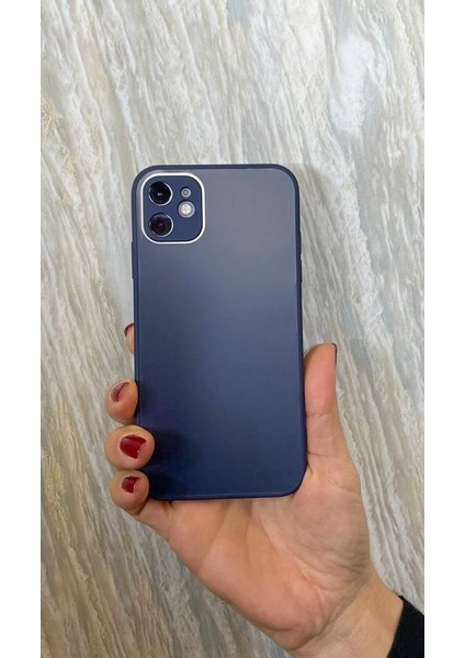 Aplle iPhone 7-8 Plus Parlak Cam Kamera Korumalı Telefon Kılıfı Lacivert