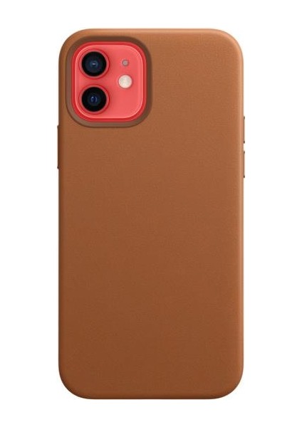 Apple iPhone 12 Pro Max Için Magsafe Özellikli Deri Kılıf Kahverengi