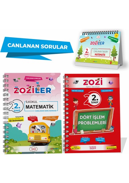 2. Sınıf Matematik Soru Bankası - Dört İşlem Problemler - Takvim Notlar 3'lü Set