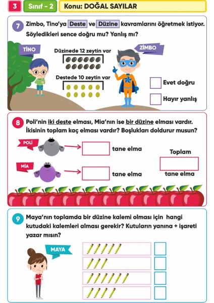 2. Sınıf Matematik Soru Bankası - Dört İşlem Problemler - Takvim Notlar 3'lü Set