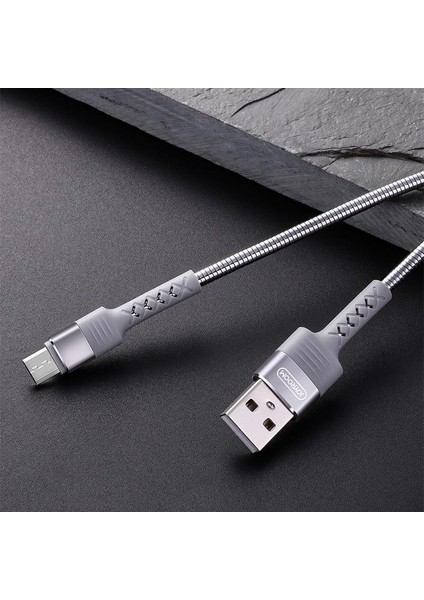 S-M363 1.2m 2.4A Mikro USB Hızlı Şarj ve Veri Kablosu Gri